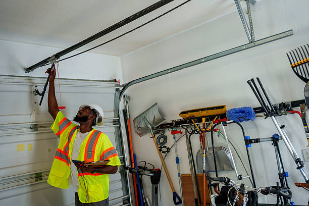 Professional Garage Door Installation technician working in Tye, TX